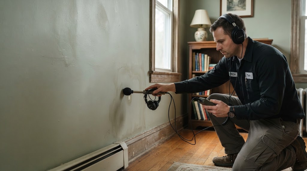 Plumber locating leak detection Linden NJ